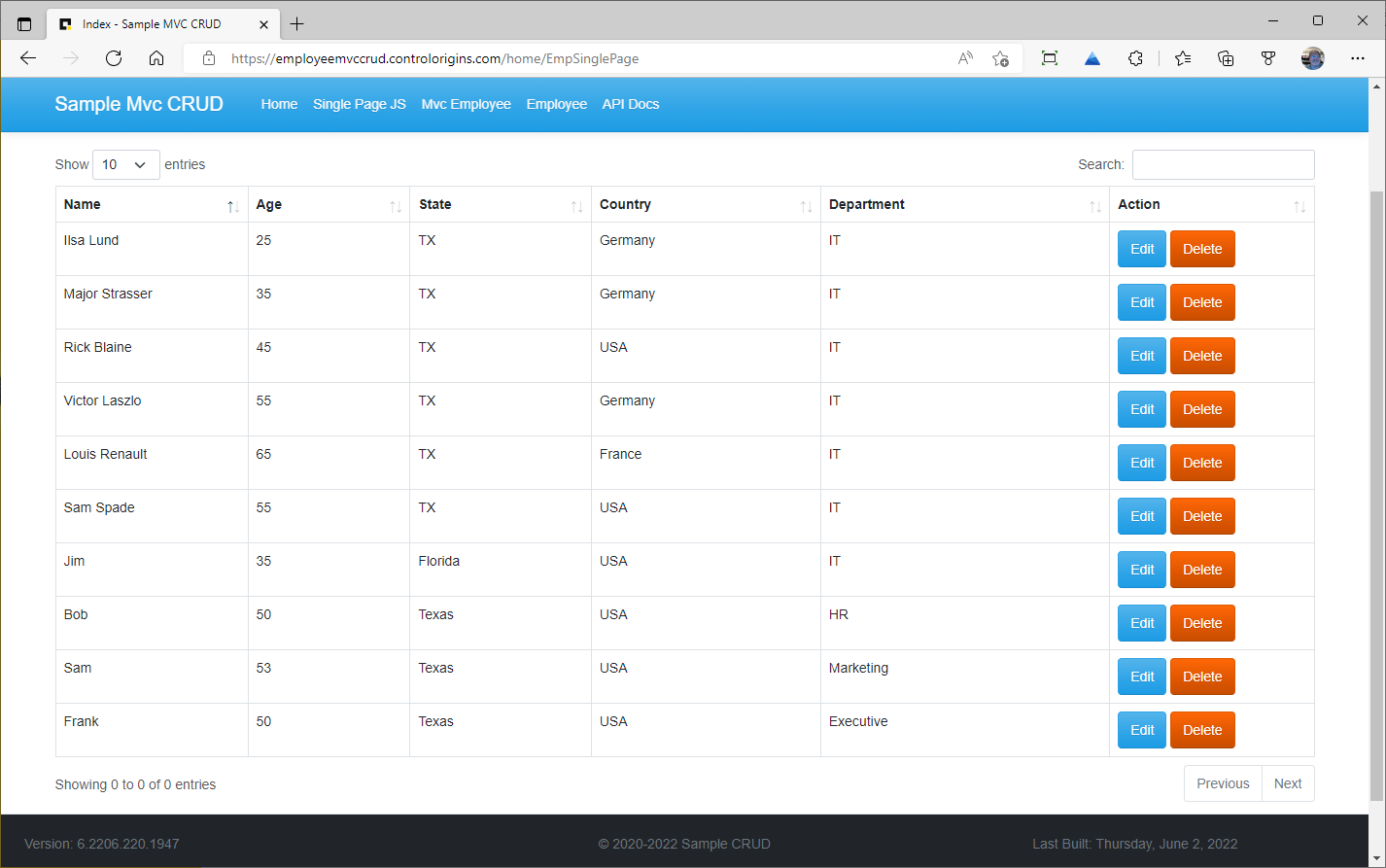 Net 7 Sample MVC CRUD